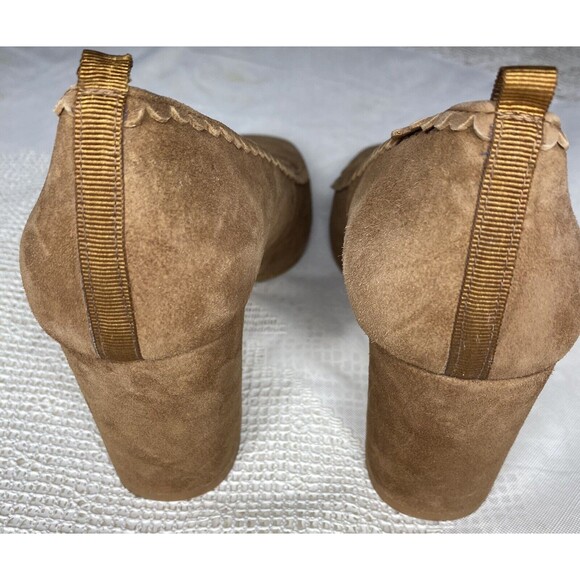 BODEN Pumps Suede Square Toe Block Heel Chunky Heels Womens 5.5 36 Tan Brown - Picture 5 of 8